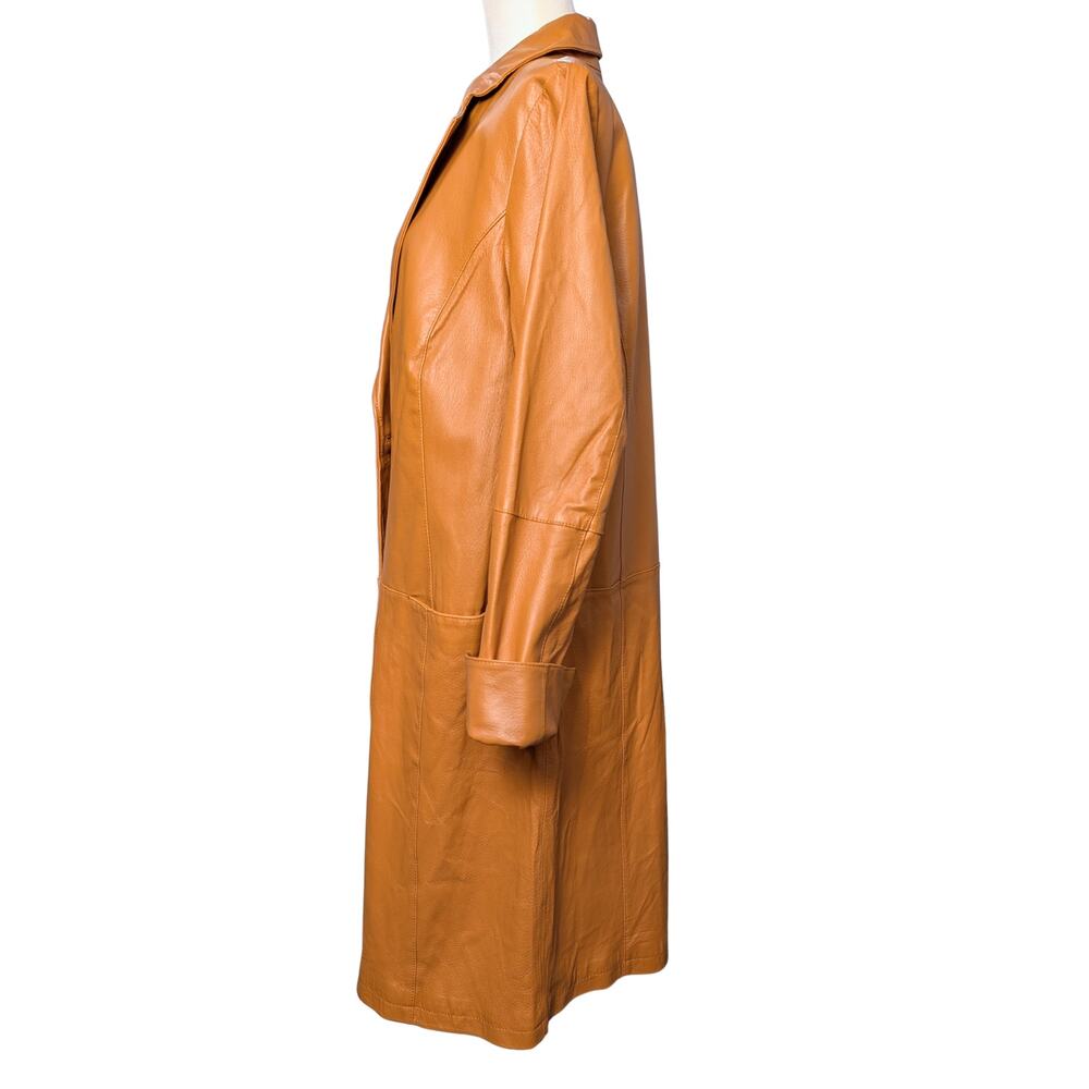 Chadwick's Genuine Leather Caramel Trench Coat - Size 18T - Picture 4 of 7